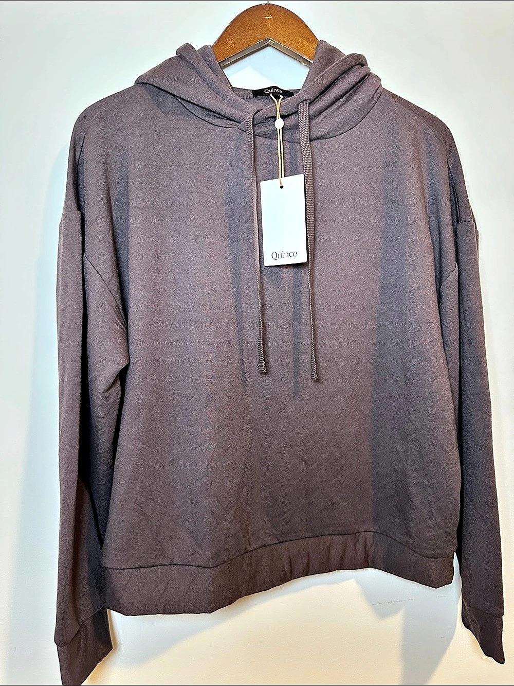 Quince SuperSoft Fleece Pullover Hoodie Brown NWT